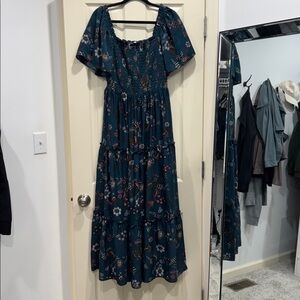 Baltic Born Dark Teal Floral Maxi Dress